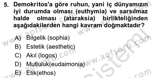 Etik Dersi 2023 - 2024 Yılı (Vize) Ara Sınav Soruları 5. Soru