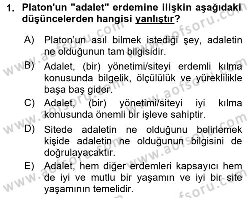 Etik Dersi 2023 - 2024 Yılı (Final) Dönem Sonu Sınav Soruları 1. Soru