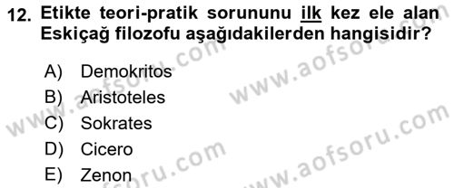 Etik Dersi 2023 - 2024 Yılı (Final) Dönem Sonu Sınav Soruları 12. Soru
