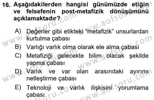 Etik Dersi 2023 - 2024 Yılı (Final) Dönem Sonu Sınav Soruları 16. Soru
