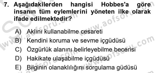 Etik Dersi 2023 - 2024 Yılı (Final) Dönem Sonu Sınav Soruları 7. Soru