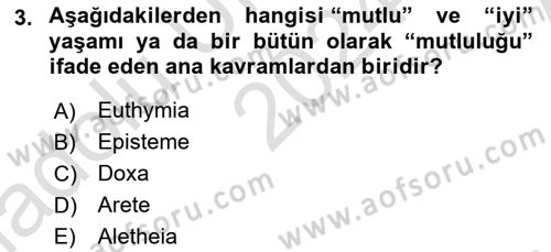 Etik Dersi 2024 - 2025 Yılı (Vize) Ara Sınav Soruları 3. Soru