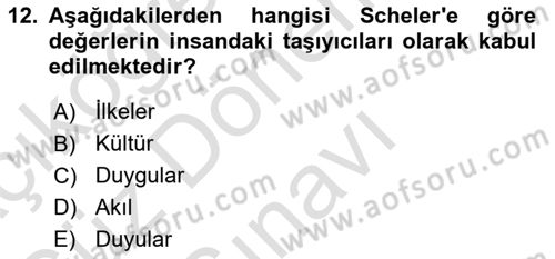 Etik Dersi 2024 - 2025 Yılı (Final) Dönem Sonu Sınav Soruları 12. Soru