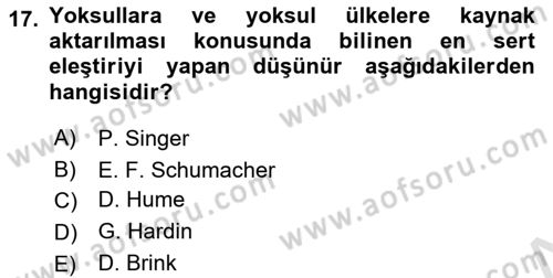 Etik Dersi 2024 - 2025 Yılı (Final) Dönem Sonu Sınav Soruları 17. Soru