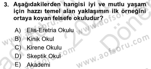 Etik Dersi 2024 - 2025 Yılı (Final) Dönem Sonu Sınav Soruları 3. Soru
