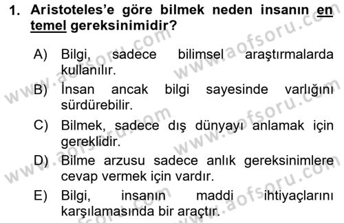 Etik Dersi 2025 - 2026 Yılı (Vize) Ara Sınav Soruları 1. Soru