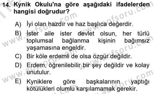 Etik Dersi 2025 - 2026 Yılı (Vize) Ara Sınav Soruları 14. Soru