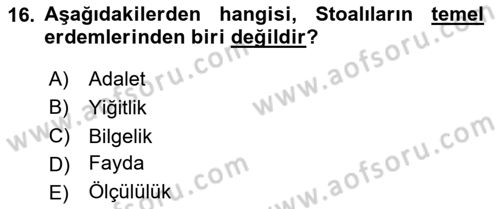 Etik Dersi 2025 - 2026 Yılı (Vize) Ara Sınav Soruları 16. Soru