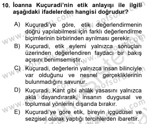 Etik Dersi 2025 - 2026 Yılı (Final) Dönem Sonu Sınav Soruları 10. Soru