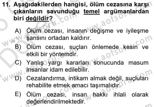 Etik Dersi 2025 - 2026 Yılı (Final) Dönem Sonu Sınav Soruları 11. Soru