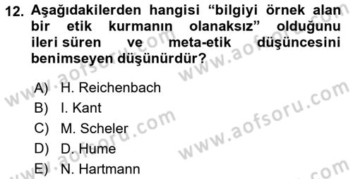 Etik Dersi 2025 - 2026 Yılı (Final) Dönem Sonu Sınav Soruları 12. Soru