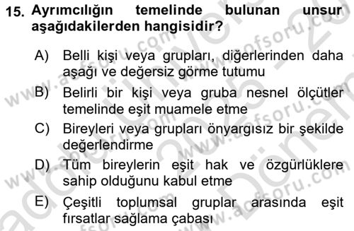 Etik Dersi 2025 - 2026 Yılı (Final) Dönem Sonu Sınav Soruları 15. Soru