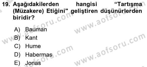 Etik Dersi 2025 - 2026 Yılı (Final) Dönem Sonu Sınav Soruları 19. Soru