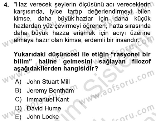 Etik Dersi 2025 - 2026 Yılı (Final) Dönem Sonu Sınav Soruları 4. Soru