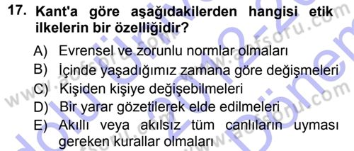 Epistemoloji Dersi 2012 - 2013 Yılı (Final) Dönem Sonu Sınav Soruları 17. Soru