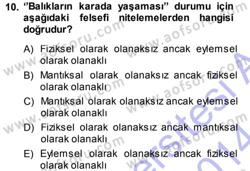 Epistemoloji Dersi Ara Sınavı Deneme Sınav Soruları 10. Soru