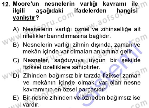 Epistemoloji Dersi Ara Sınavı Deneme Sınav Soruları 12. Soru