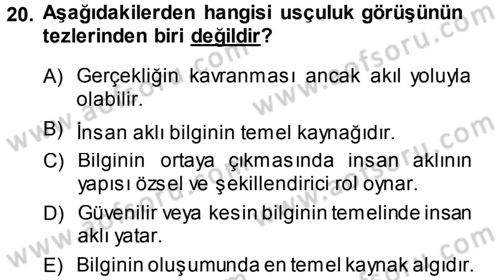Epistemoloji Dersi Ara Sınavı Deneme Sınav Soruları 20. Soru