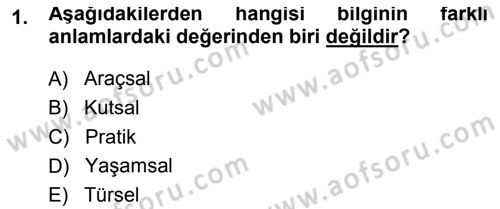 Epistemoloji Dersi 2014 - 2015 Yılı (Vize) Ara Sınav Soruları 1. Soru