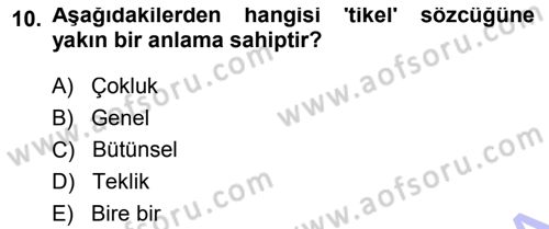 Epistemoloji Dersi 2014 - 2015 Yılı (Vize) Ara Sınav Soruları 10. Soru