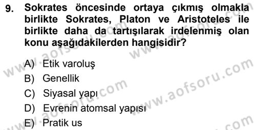 Epistemoloji Dersi 2014 - 2015 Yılı (Vize) Ara Sınav Soruları 9. Soru