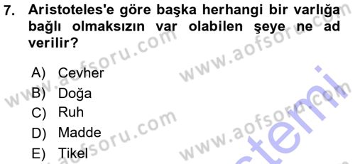 Epistemoloji Dersi Ara Sınavı Deneme Sınav Soruları 7. Soru