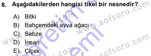 Epistemoloji Dersi 2015 - 2016 Yılı (Vize) Ara Sınav Soruları 8. Soru