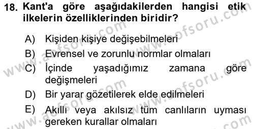 Epistemoloji Dersi 2015 - 2016 Yılı (Final) Dönem Sonu Sınav Soruları 18. Soru