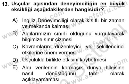 Epistemoloji Dersi 2016 - 2017 Yılı (Vize) Ara Sınav Soruları 13. Soru