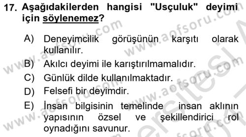 Epistemoloji Dersi 2016 - 2017 Yılı (Vize) Ara Sınav Soruları 17. Soru
