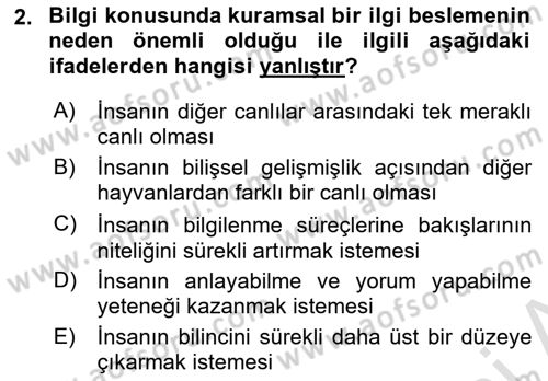Epistemoloji Dersi 2016 - 2017 Yılı (Vize) Ara Sınav Soruları 2. Soru