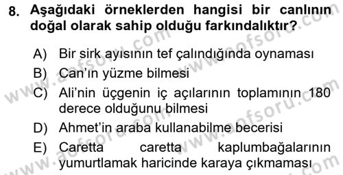 Epistemoloji Dersi 2016 - 2017 Yılı (Vize) Ara Sınav Soruları 8. Soru