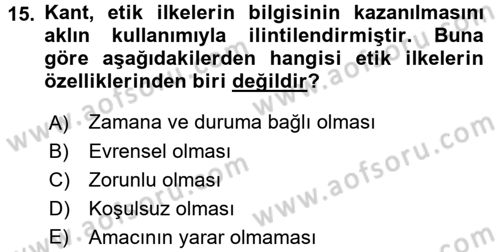Epistemoloji Dersi 2017 - 2018 Yılı (Final) Dönem Sonu Sınav Soruları 15. Soru