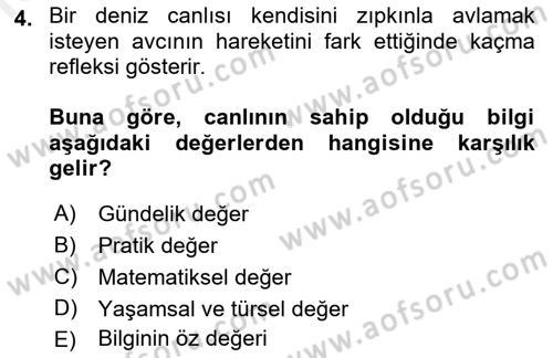 Epistemoloji Dersi Ara Sınavı Deneme Sınav Soruları 4. Soru