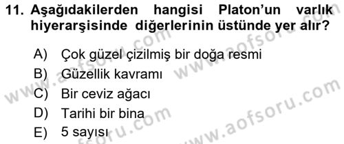 Epistemoloji Dersi 2019 - 2020 Yılı (Vize) Ara Sınavı 11. Soru