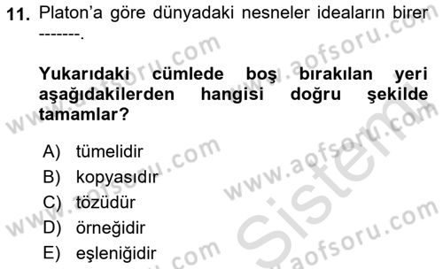 Epistemoloji Dersi 2021 - 2022 Yılı (Vize) Ara Sınav Soruları 11. Soru