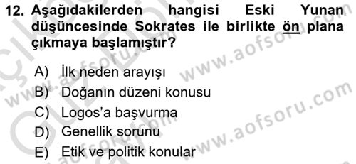 Epistemoloji Dersi 2021 - 2022 Yılı (Vize) Ara Sınav Soruları 12. Soru