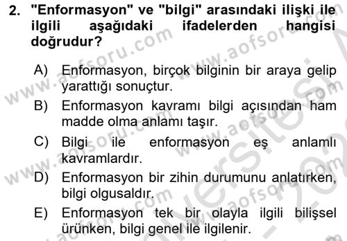 Epistemoloji Dersi 2021 - 2022 Yılı (Vize) Ara Sınav Soruları 2. Soru