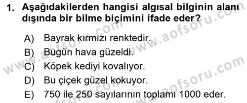 Epistemoloji Dersi 2022 - 2023 Yılı (Vize) Ara Sınav Soruları 1. Soru