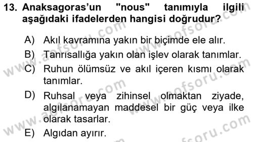 Epistemoloji Dersi 2022 - 2023 Yılı (Vize) Ara Sınav Soruları 13. Soru