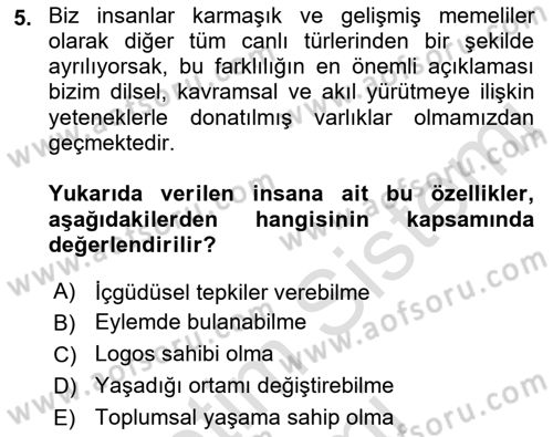 Epistemoloji Dersi 2022 - 2023 Yılı (Vize) Ara Sınav Soruları 5. Soru
