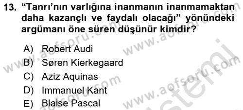 Epistemoloji Dersi 2022 - 2023 Yılı (Final) Dönem Sonu Sınav Soruları 13. Soru