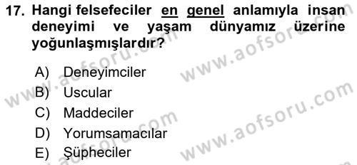 Epistemoloji Dersi 2022 - 2023 Yılı (Final) Dönem Sonu Sınav Soruları 17. Soru