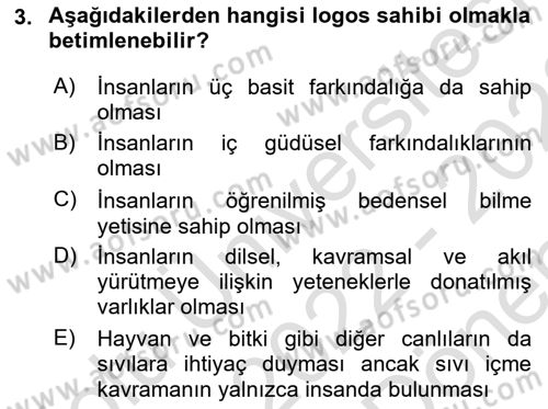 Epistemoloji Dersi 2022 - 2023 Yılı (Final) Dönem Sonu Sınav Soruları 3. Soru
