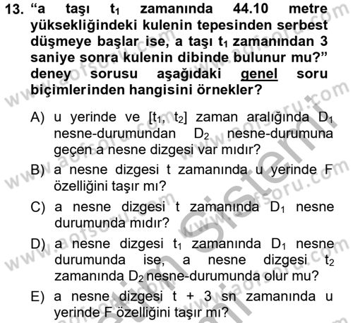 Bilim Felsefesi Dersi 2012 - 2013 Yılı (Vize) Ara Sınav Soruları 13. Soru