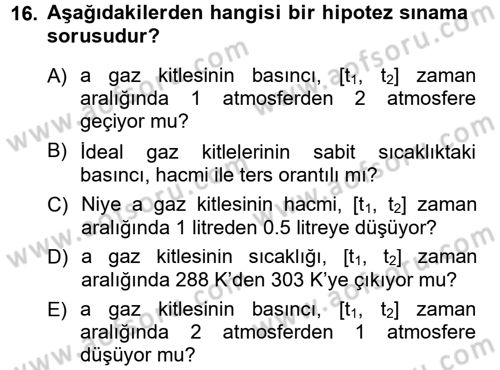 Bilim Felsefesi Dersi Ara Sınavı Deneme Sınav Soruları 16. Soru