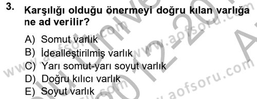 Bilim Felsefesi Dersi Ara Sınavı Deneme Sınav Soruları 3. Soru