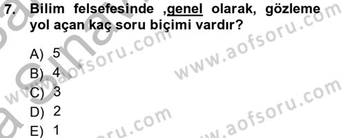Bilim Felsefesi Dersi Ara Sınavı Deneme Sınav Soruları 7. Soru