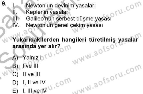 Bilim Felsefesi Dersi 2012 - 2013 Yılı (Final) Dönem Sonu Sınav Soruları 9. Soru
