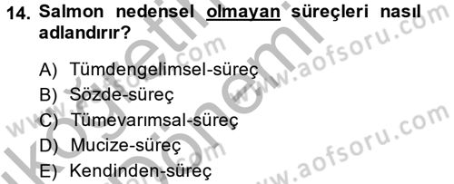 Bilim Felsefesi Dersi Ara Sınavı Deneme Sınav Soruları 14. Soru